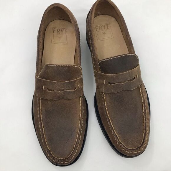 Frye TYLER Brown Leather Classic Penny Loafers in Almond main image 16